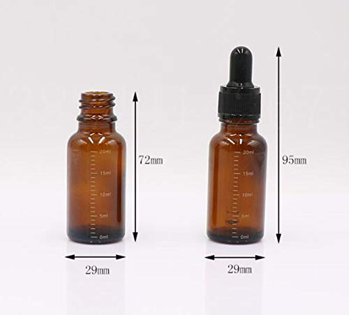 ericotry 3 Pcs 20ml 0.67oz Empty Refillable Amber Glass Graduated Dropper Bottle Essential Oil Cosmetics Elite Fluid Container Jar Pot Holder with Glass Pipette Dropper - Image 4